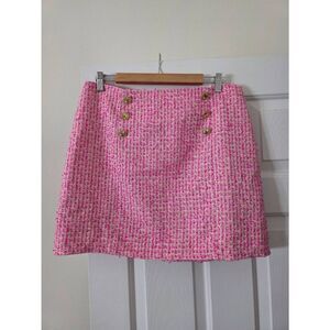 Lilly Pulitzer Kels Mini Skirt In Pink Palms Fantasy Tweed Size 12